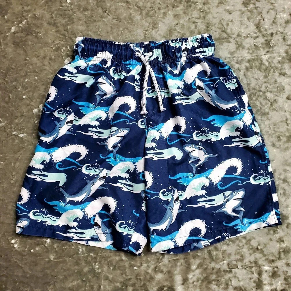 Wonder Nation Blue Shark Prink Swim Trunks‎